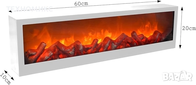 Светеща декоративна камина, ефект на истински пламък, 61x20x10см, снимка 3 - Декорация за дома - 52041713