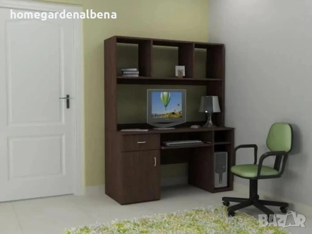 Бюро с надстройка Ками венге 140/56/175 см чекмедже шкафче рафт