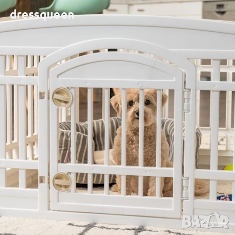 4487 Бяла кошара за кучета с 6 панела – Модулна форма и височина 60 см, снимка 2 - За кучета - 53876623