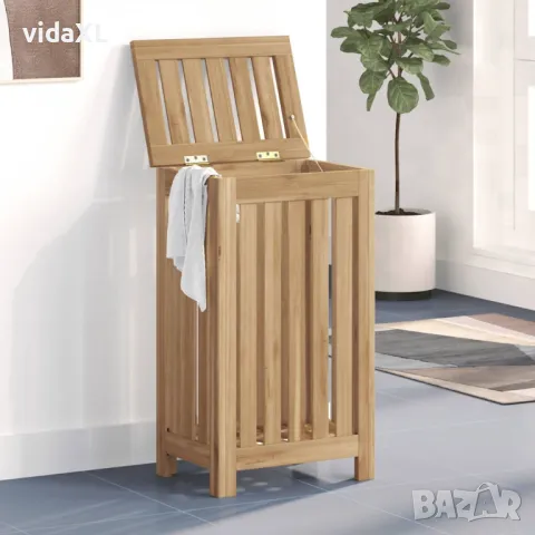 vidaXL Кош за пране, 35x25x60 см, тиково дърво масив(SKU:340758), снимка 3 - Други стоки за дома - 48623500