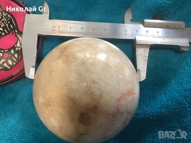 Топка камък нефрит диаметър 8.5 см, снимка 4 - Декорация за дома - 52571591