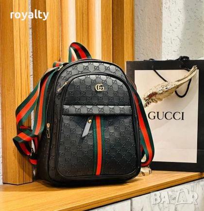Gucci Нова Черна Дамска Кожена Раница Гучи 