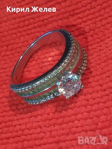 СКЪПОЦЕНЕН СРЕБЪРЕН ПРЪСТЕН СРЕБРО 925 с БЯЛА ПОЗЛАТА и ФАСЕТИРАНИ ЦИРКОНИ и МОЙСАНИТ КАМЪНИ 36964, снимка 10 - Пръстени - 49981842