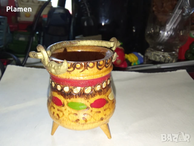 Български сувенир дървено котле, снимка 1