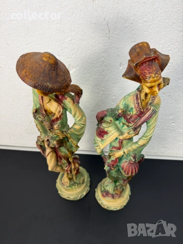 Чифт големи японски фигури на мъж и жена. №8043, снимка 7 - Антикварни и старинни предмети - 54013241
