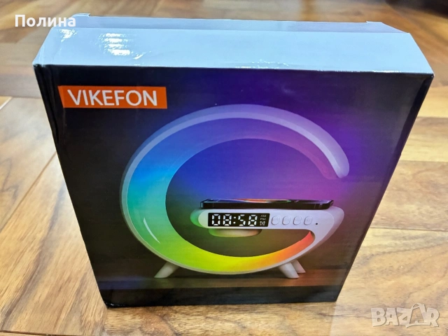 НОВО Безжично Зарядно-Нощна Лампа-Часовник-Bluetooth