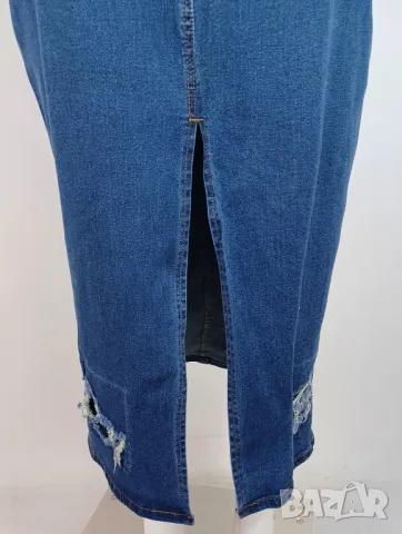 XL-XXL Еластична дънкова рокля, снимка 6 - Рокли - 50254129