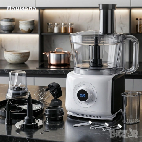 Кухненски робот 12 в 1 с LCD дисплей, 1000W – Смесва, реже, мели и прави смути за секунди, снимка 3 - Кухненски роботи - 54157629