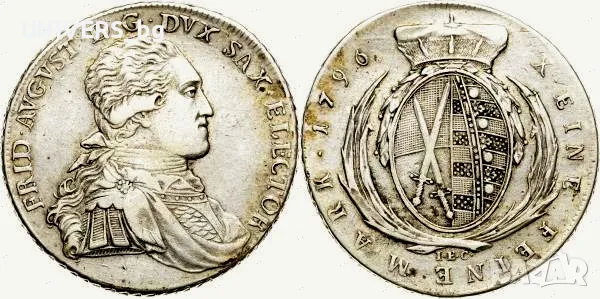 Фридрих Август III Taler 1796, снимка 3 - Нумизматика и бонистика - 49336275