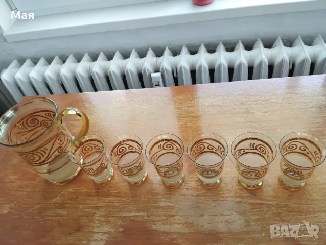 Чаши за вино с кана златен кант от средата на миналия век винтидж, снимка 6 - Сервизи - 50280354