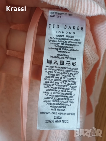 Розова блуза Ted Baker  2 / M, снимка 5 - Блузи с дълъг ръкав и пуловери - 52514424