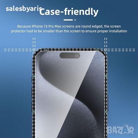 NEW'C [3 Pack] Защитно стъкло за екран за iPhone 15 Pro Max/15 Plus (6.7 инча), снимка 6 - Фолия, протектори - 45211222