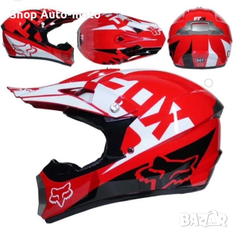 Кросова каска Automat, За мотор, Атв, Вело, S и M размер, Червен-бял, снимка 2 - Аксесоари и консумативи - 52817049