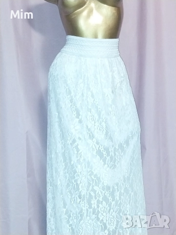M/XL Бяла ,дантелена ,дълга пола , снимка 6 - Поли - 52658277