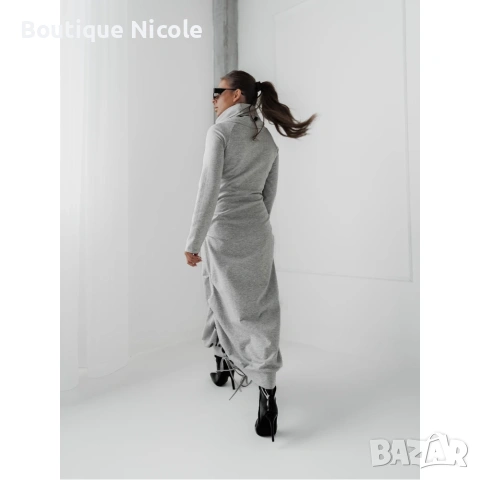 Дълга пухкава рокля с връзки  , снимка 4 - Рокли - 53707711