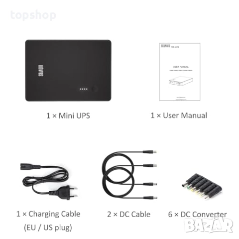 Чисто нов мини упс Shanqiu USV Mini UPS Непрекъсваемо захранване за рутер, модем, камера с AC вход.., снимка 6 - Друга електроника - 51983548