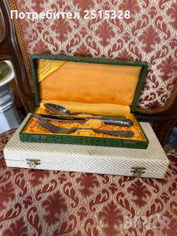 красив троен сет дебело посребрен 