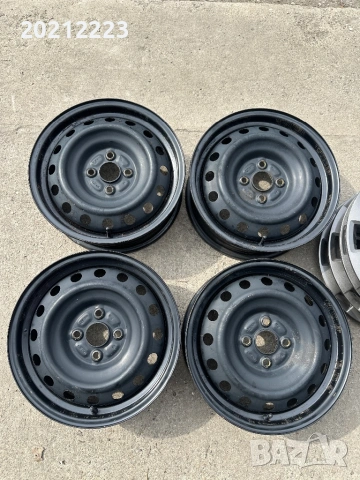 4 броя железни джанти+тасове за Toyota Yaris-Hybrid 15, снимка 4 - Гуми и джанти - 54108862