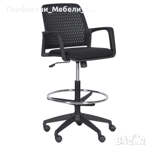 Бар кресло,висок работен стол с подлакътници,стол за рецепция,баров стол,стол с ринг за краката , снимка 6 - Столове - 52560116