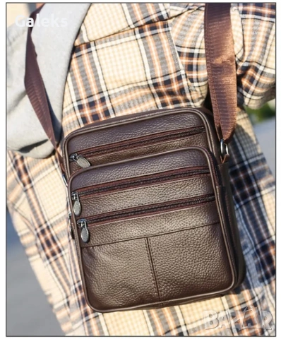 Ежедневно/Елегантна и Практична мъжка чантичка /Кафява и Черна естествена кожа!, снимка 3 - Чанти - 50530782