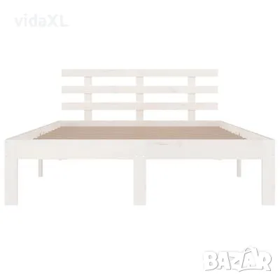 vidaXL Рамка за легло, бяла, дърво масив, 160х200 см(SKU:8147651), снимка 3 - Спални и легла - 48149495