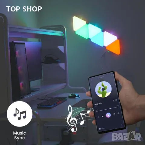 ValueLights Smart RGBIC триъглни панели, DIY LED светлини, 6 броя, снимка 6 - Лед осветление - 49488038