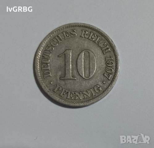 10 пфениг 1907 Германия 10 пфеннига 1907 Германия Немска монета , снимка 1 - Нумизматика и бонистика - 45664914
