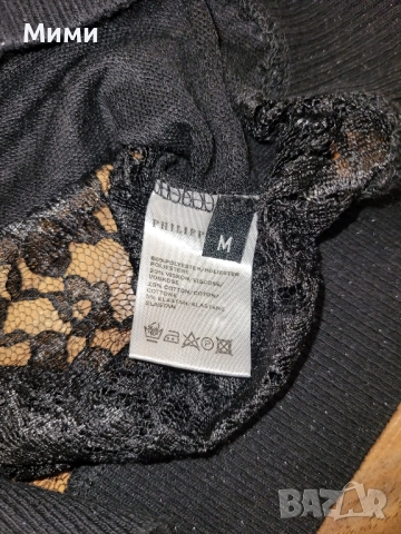 Черна блуза Philipp Plein, снимка 6 - Блузи с дълъг ръкав и пуловери - 52103455