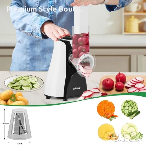Електрическо ренде 5-в-1 HOMELUX – Мултифункционална резачка за зеленчуци, плодове и други, снимка 3 - Друга електроника - 53923641