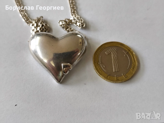 Сребърно колие с медальон сърце Avon 925, снимка 5 - Колиета, медальони, синджири - 52719271