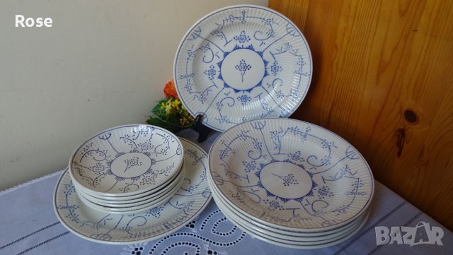 Античен комплект голям супник и чинии за супа 1925г и десерт 1968г.., снимка 11 - Чинии - 45596488