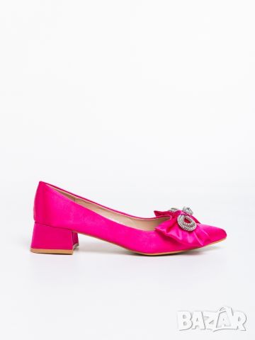 Сатенени обувки цвят фуксия, снимка 3 - Дамски обувки на ток - 45525636
