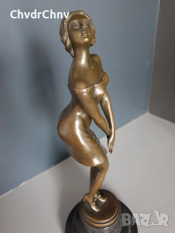 37см-4кг Collinet статуетка/еротика/френска бронзова скулптура/фигура на жена-танцьорка