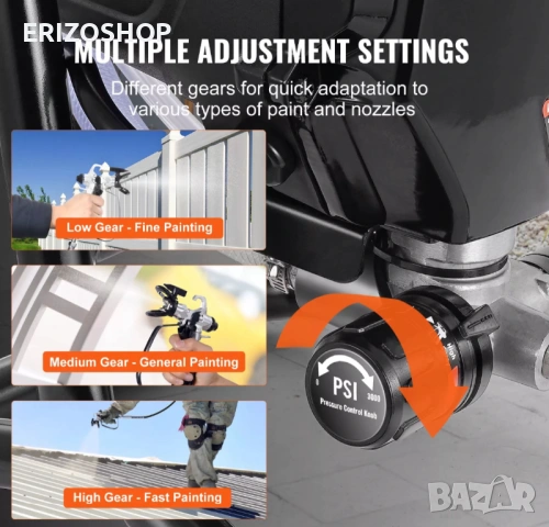 Машина за безвъздушно боядисване с регулиране на налягането!, снимка 4 - Други машини и части - 53428959