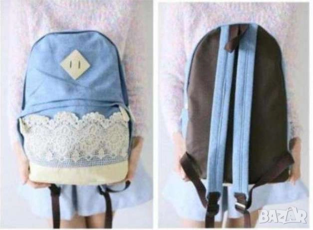 Бутикова раница ученическа чанта дамска с дантела, снимка 4 - Раници - 53644382