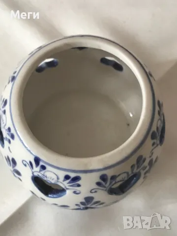 Свещник за чаена лампа Delft Blue, ръчно рисувана холандска сърце, снимка 4 - Колекции - 47773605