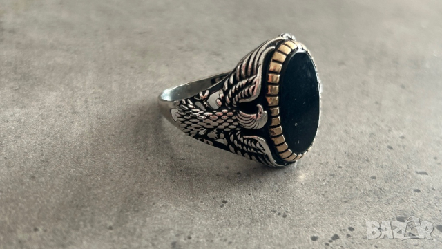 Сребърен пръстен с орел, снимка 1 - Пръстени - 44968759