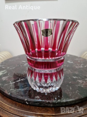 Уникална антикварна колекционерска белгийска кристална ваза Val Saint Lambert 