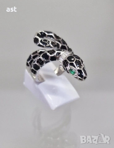 Сребърен пръснен змия, снимка 5 - Пръстени - 53616044