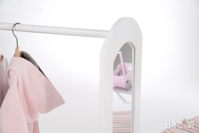 Детски дървен щендер Roba 450151WE Гардероб с огледало и рафтове, снимка 3 - Мебели за детската стая - 53810347