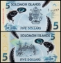 ❤️ ⭐ Соломонови Острови 2019 5 долара полимер UNC нова ⭐ ❤️, снимка 1