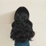 Черна синтетична перука 55-60 см с бретон и естествени леки вълни, снимка 4