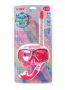 Комплект Морска маска & Шнорхел Детски за плуване розов бял дизайн еднорози 6-12 години, снимка 3