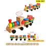 Детско дървено влакче сортер за дърпане с два вагона с куки - КОД 3587, снимка 2