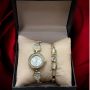 Красив комплект от дамски часовник с гривна в елегантен дизайн с камъни цирконии Gift3, снимка 1 - Гривни - 45646026
