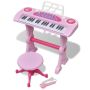 Детско пиано с 37 клавиша, стол и микрофон, розов цвят(SKU:80118, снимка 1 - Други - 45877148