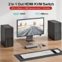 Unitek USB 3.0 HDMI KVM превключвател 1 монитор - 2 компютъра 4K@60Hz, 4 USB порта, снимка 3