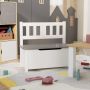 Детска пейка за съхранение, бяло и сиво, 60x30x55 см, МДФ, снимка 1 - Мебели за детската стая - 46037861
