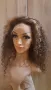 Естествена афро къдрава кафява перука с руси кичури с дантела, снимка 4