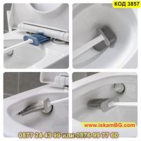 Комплект силиконова и PVC четка за тоалетна с държач и лепяща лепенка - КОД 3857, снимка 4 - Мопове, кофи, четки и метли - 45420327